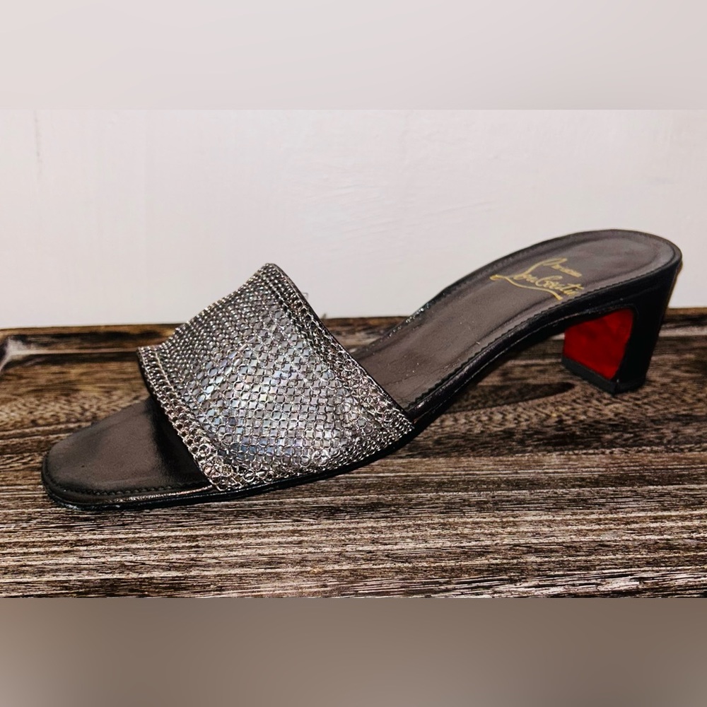 Christian Louboutin Silver Leather Mule Size 39